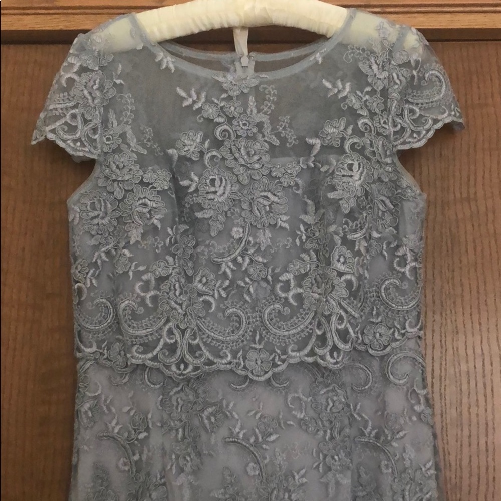 Adrianna Papell Slate Blue Floor Length Dress